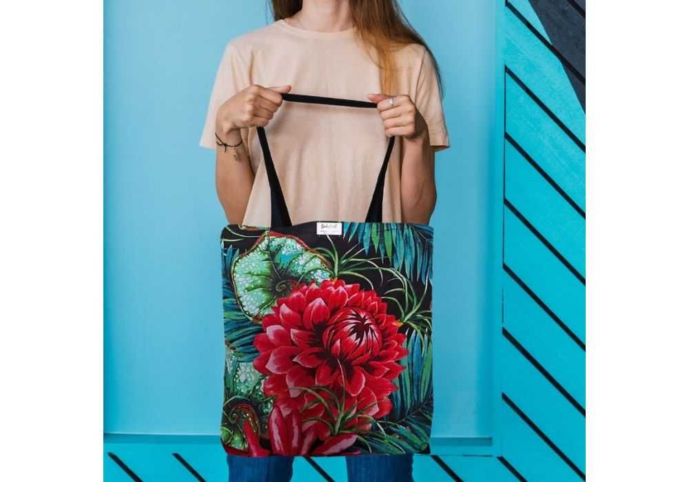 Torba siatka na zakupy Red Dahlia Elegancja, natura i funkcjonalność