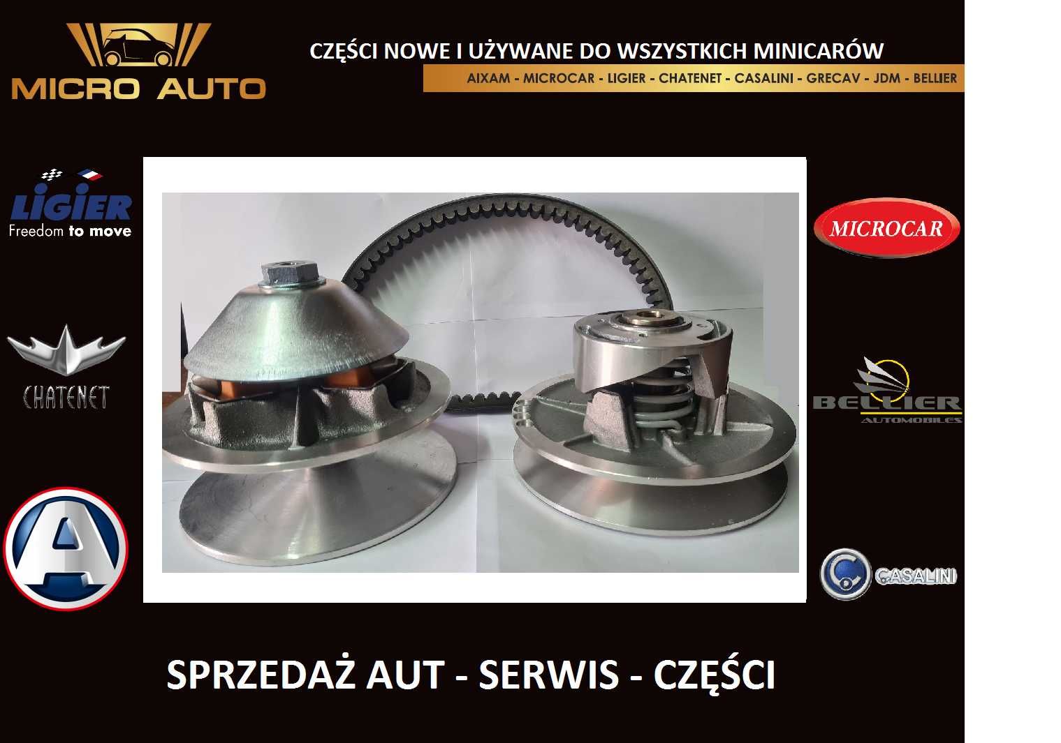 Zestaw sprzęgło wariator pas napędowy Aixam 400 500 A721 A741 630