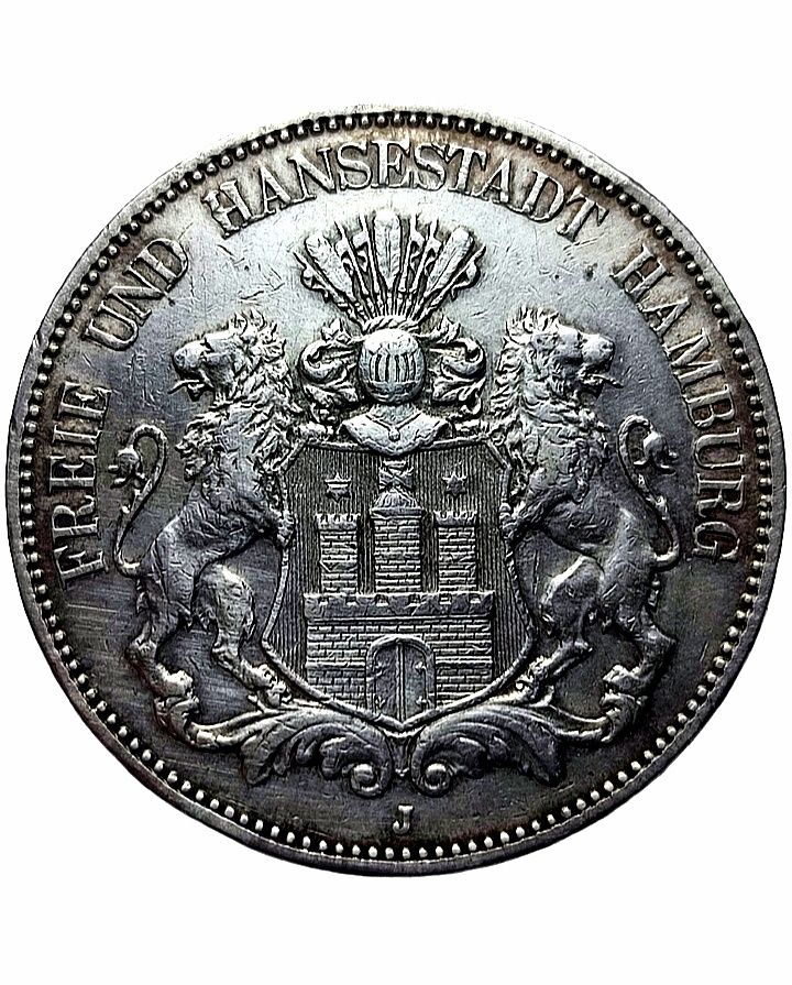 Moneta Cesarstwo Niemiec 5MK 1876r J