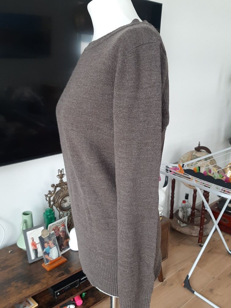 Damski brązowy sweter lata 90 vintage prosty modny do pracy y2k