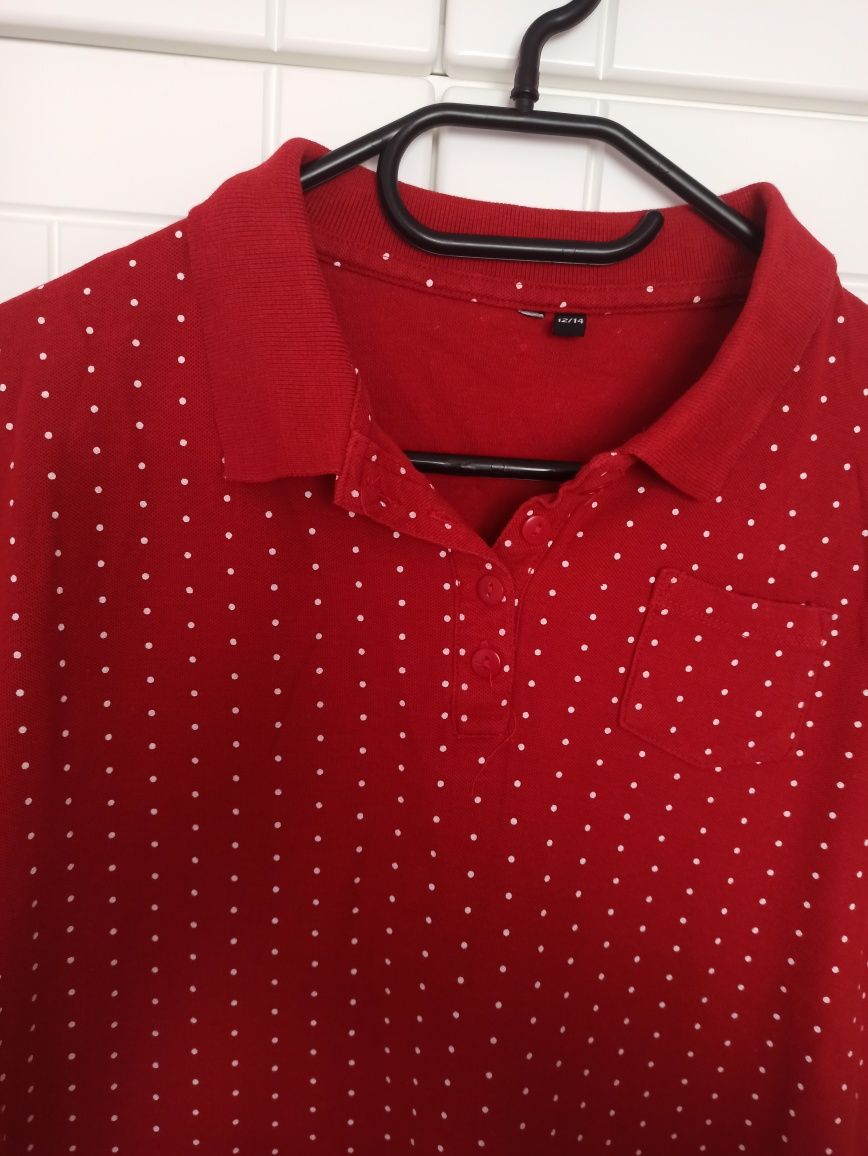 Koszulka polo roz. 12/14 Essentials #kropki #czerwony