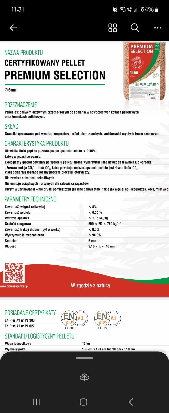 Pellet Premium Selection 6 mm | ENplus A1 | Dostawa | Faktura VAT