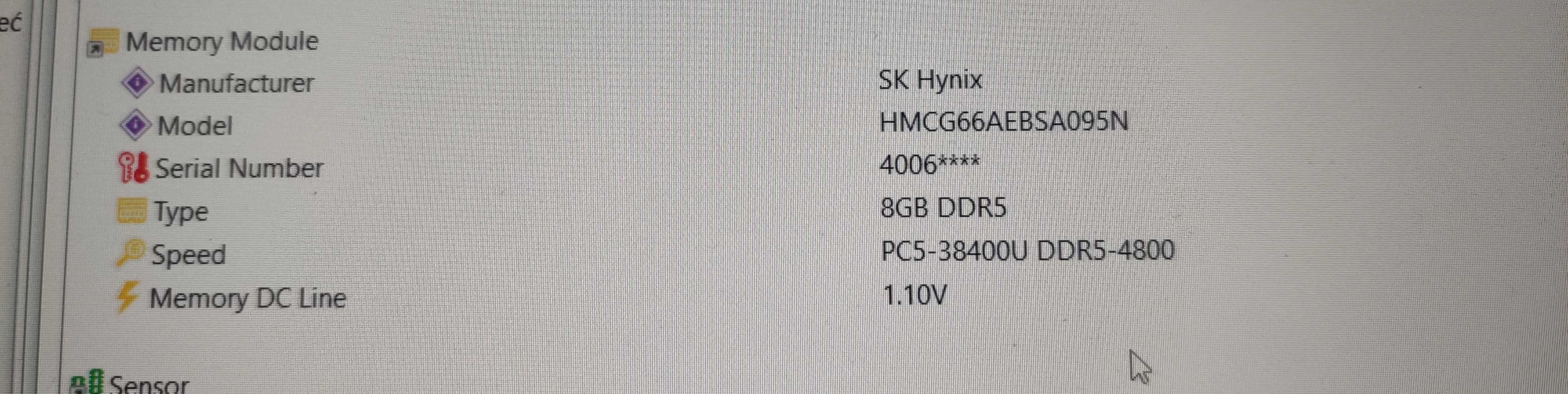 Pamięć RAM 8GB DDR5 4800Mhz Hynix