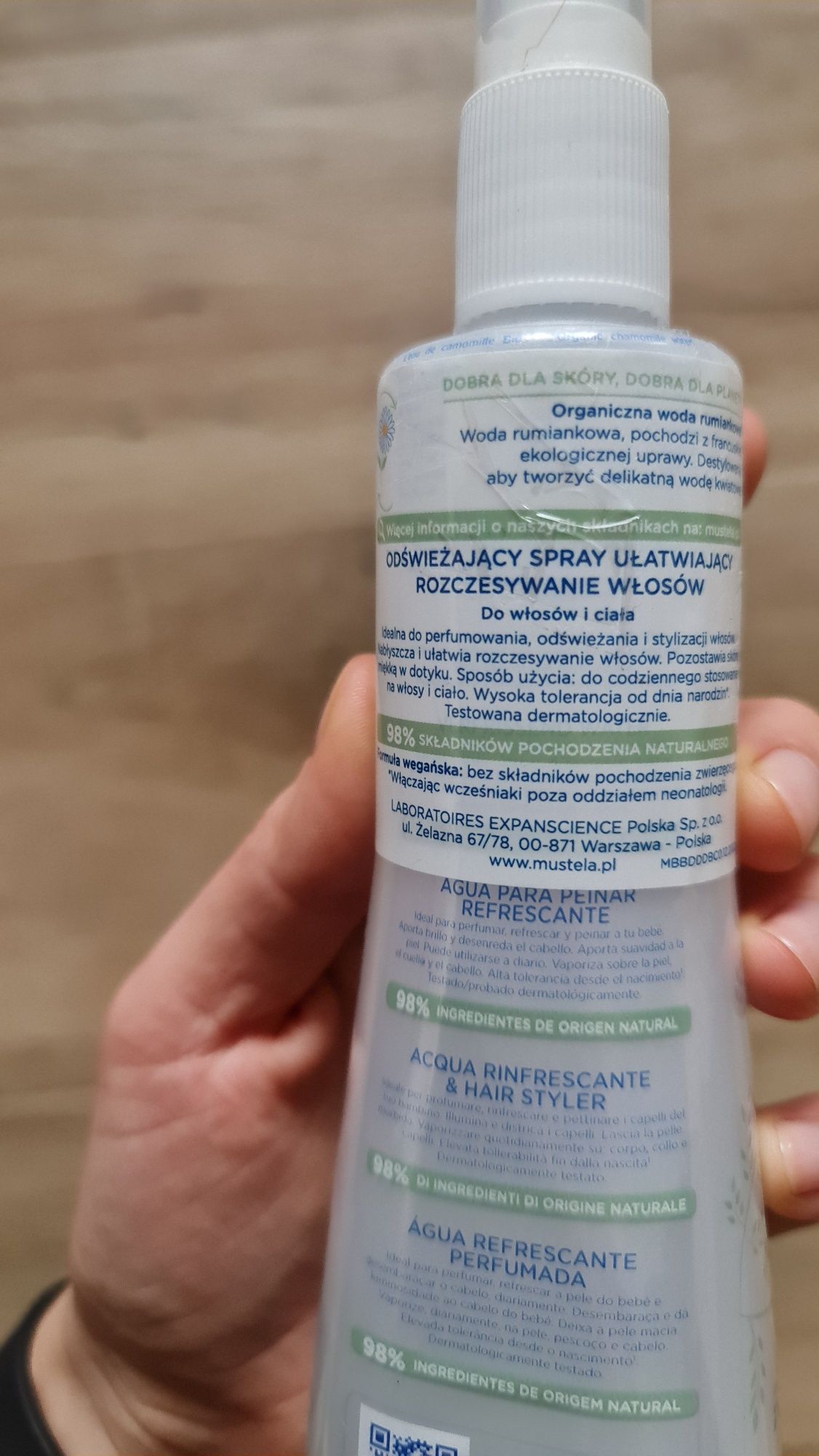 Mustela odświeżający spray ułatwiający rozczesywanie włosów 200ml