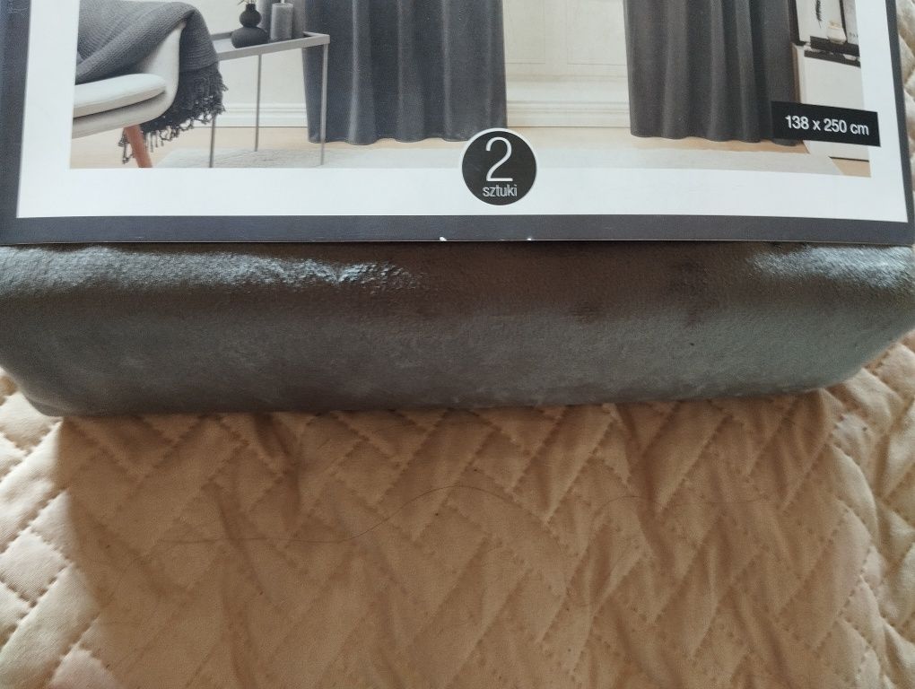 2 szare zasłony aksamitne welwetowe welurowe Smukee glamour 2x zasłona