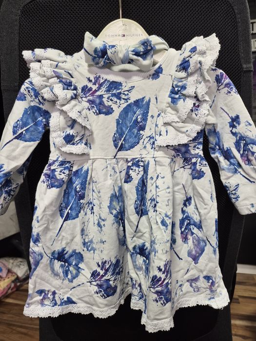 Sukienka z długim rękawem + opaska, sesja, r. 74-80