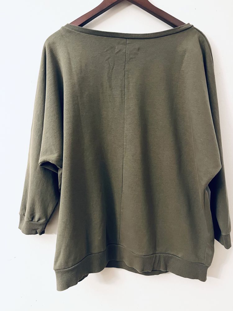 Bluza owersize Reserved M rękaw 3/4 kolor haki