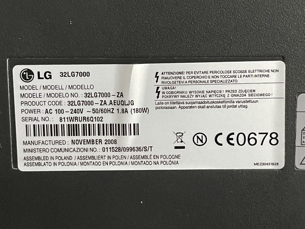 Telewizor LG 32LG7000 32 cale LCD full HD czarny