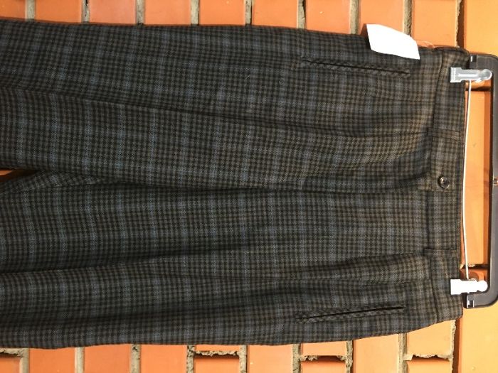 Винтажные шерстяные брюки в клетку с высокой посадкой 44-46 р.