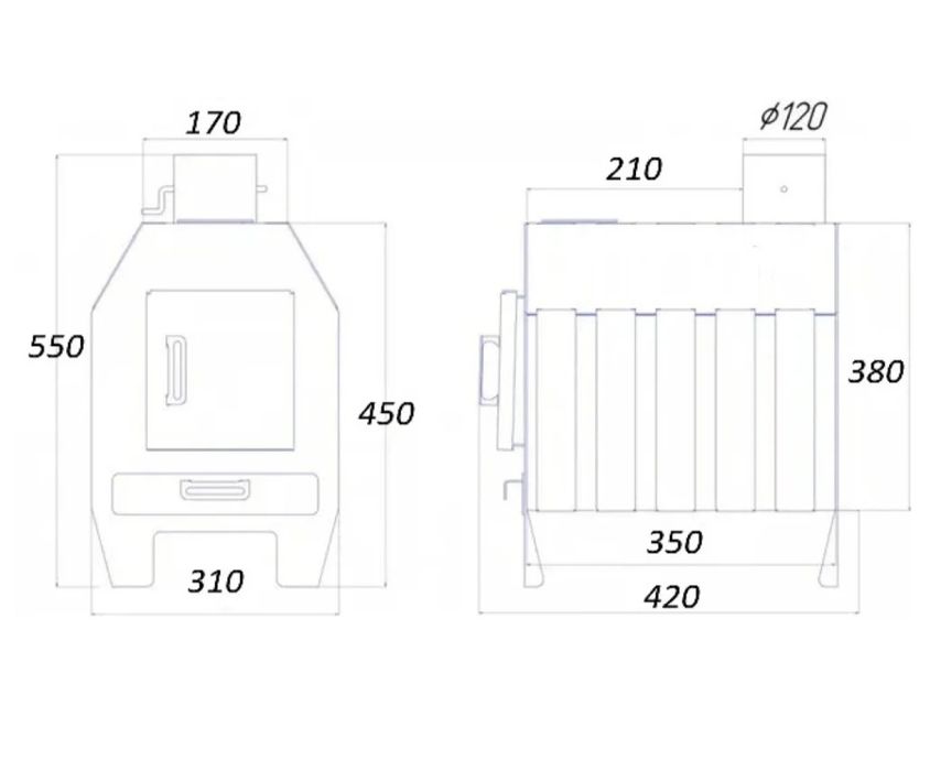 80м3! Печь Буржуйка мини булерьян с Плитой