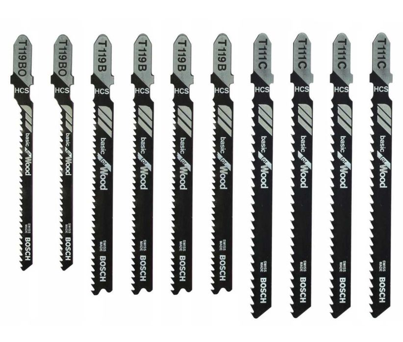 10 Brzeszczotów BOSCH do Wyrzynarek Chwyt Typu T Cięcia od 4 do 50 mm