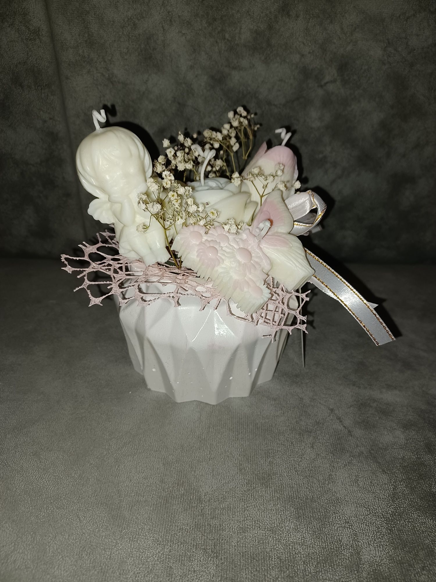 Bukiet ze świec sojowych/candle box chrzciny komunia