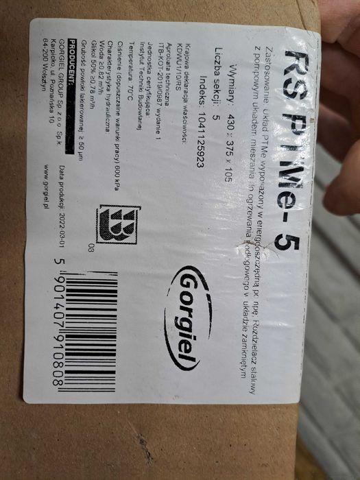 Rozdzielacz stalowy Gorgiel RS-5 PTMe