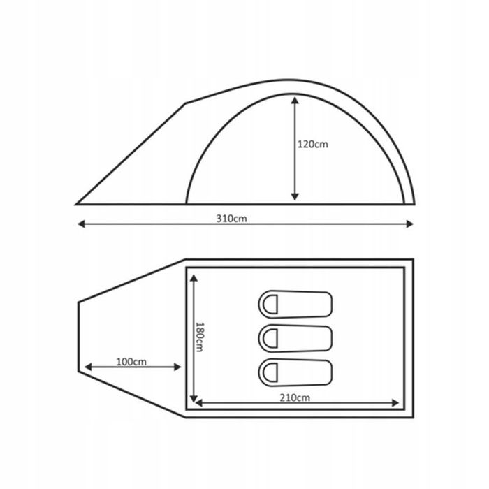 Namiot TURYSTYCZNY kempingowy 3 osobowy wodoodporny PRZEDSIONEK