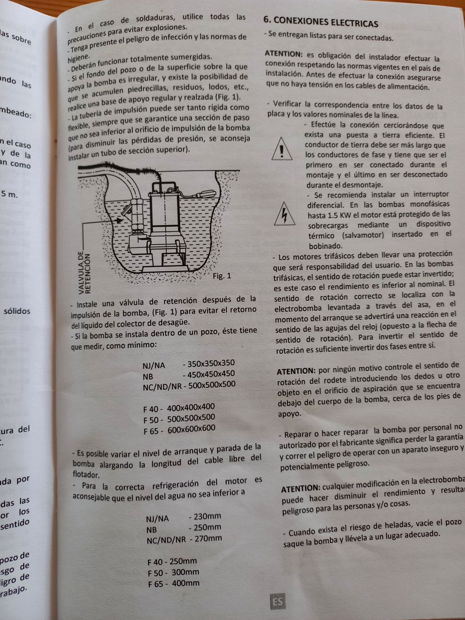 Bomba de aguas da fossa.