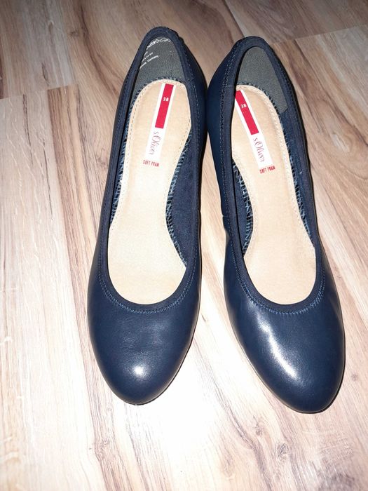 2 pary Czółenka S.Oliver 38/24cm obcas 6cm.soft idealne