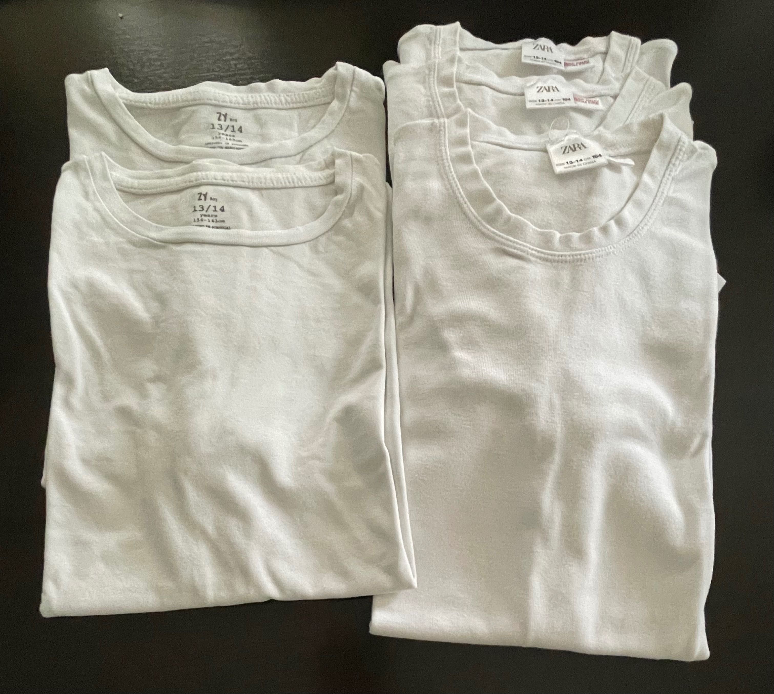 Conjunto 5 T-shirts brancas 13-14 anos rapaz
