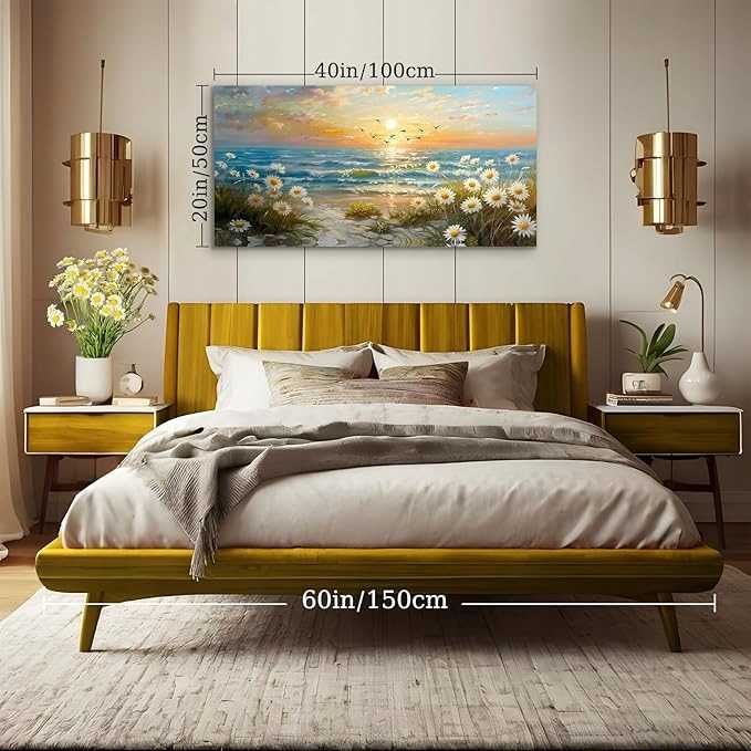 Hyidecorart Wschód słońca na plaży 100x50cm Krajobraz Obraz na płótnie