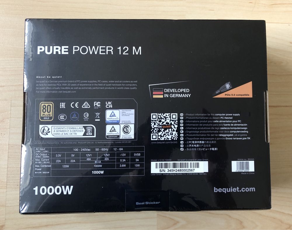 Блок живлення Be quiet! Pure Power 12 M 1000w GOLD ATX 3.0 PCI 5