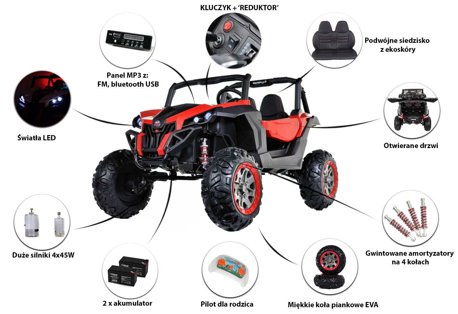 Dwuosobowy JEEP Buggy 4x4 na akumulator XMX-603 Superstar autko 2x12V