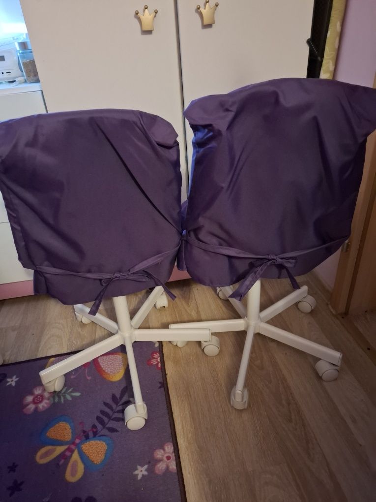 2 krzesla obrotowe fotele  ikea do biurka oraz 2 pokrowce 120zł całość