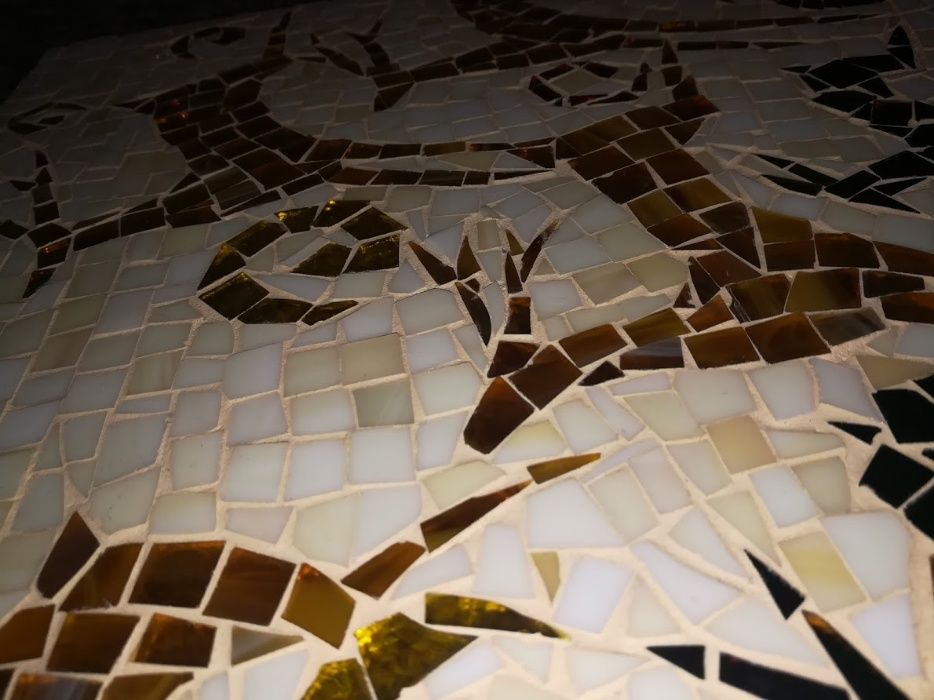 Мозаика из витражных стекол "Олени"