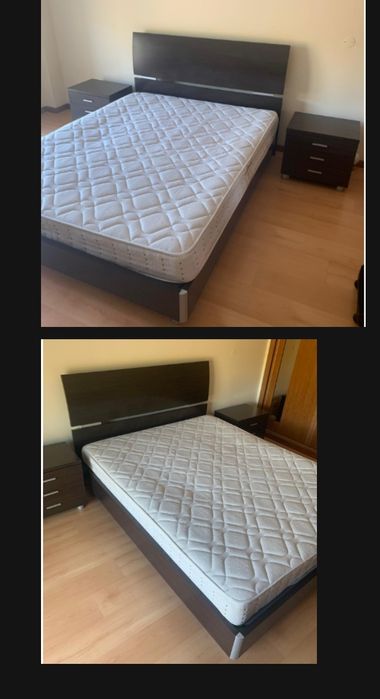 Cama casal + 2 mesas de cabeceira