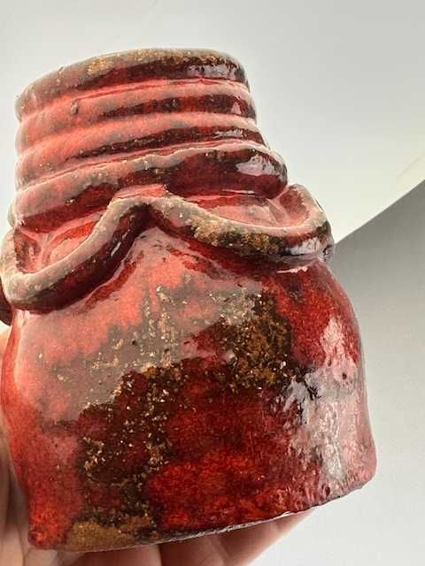 Ceramika artystyczna wazonik szkliwiony wys 10 cm