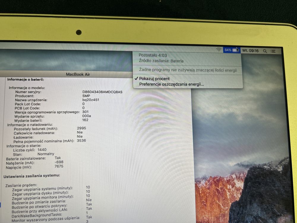 MacBook Air 13 A1369 C2D 2GB 128GB SSD El Capitan