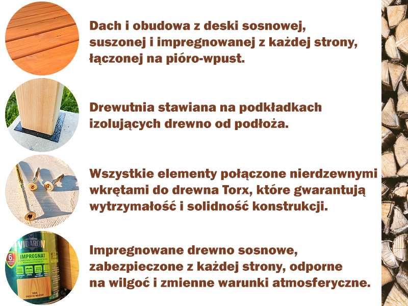 Solidna i trwała wiata drewutnia na drewno kominkowe 4 m3 z montażem