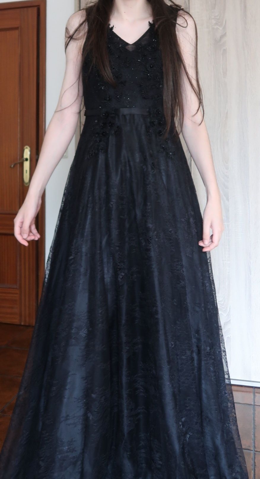 Vestido cerimónia renda preto