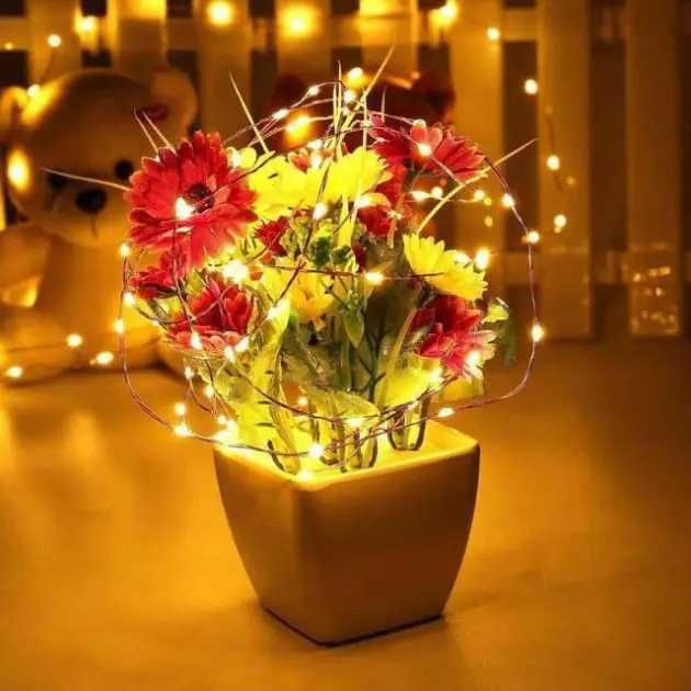 Led гирлянда нить роса 5 метров 50 led теплая белая usb + батарейки