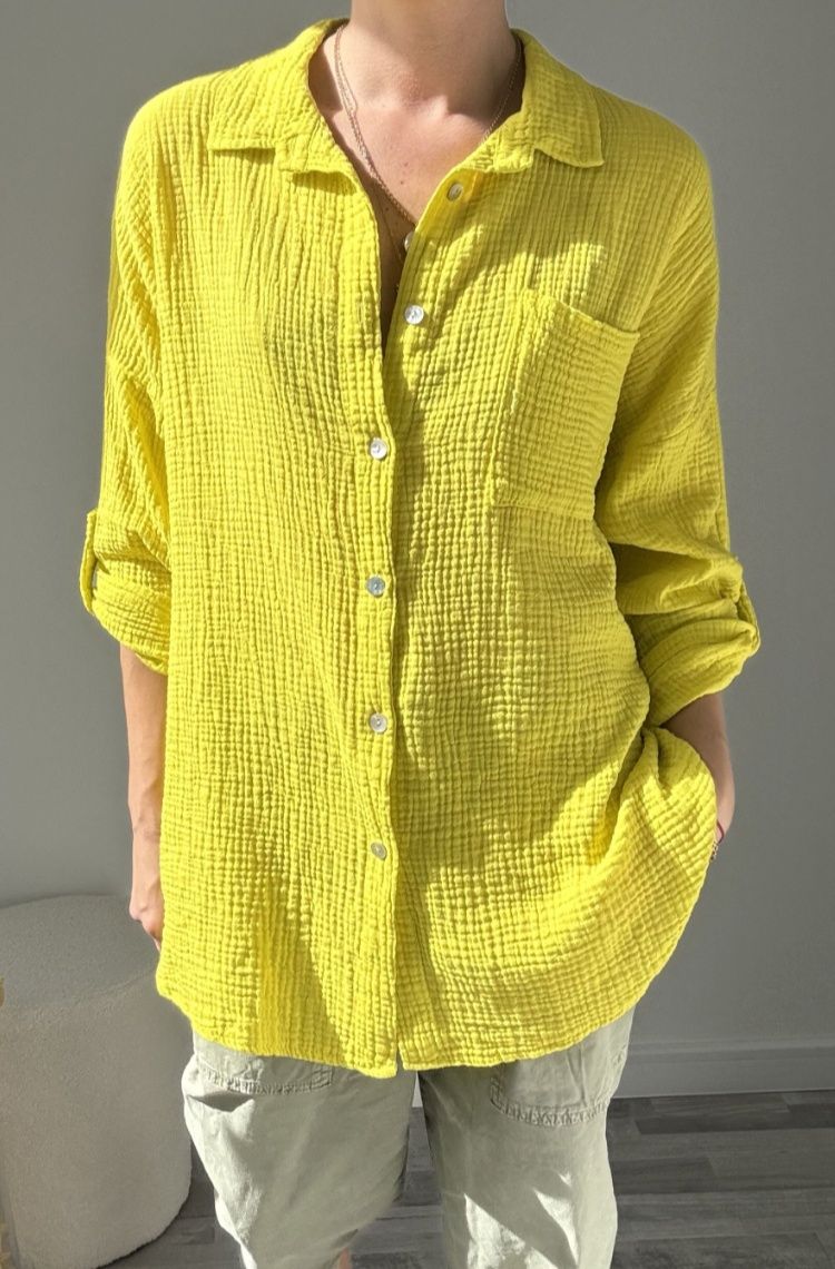 Koszula damska muślinowa żółta