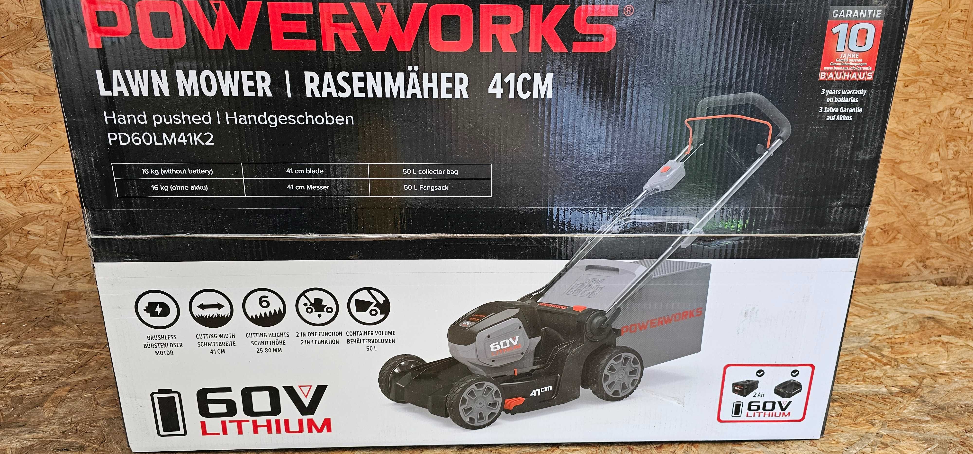 Kosiarka + podkaszarka akumulatorowa POWERWORKS 60V bateria, ładowarka