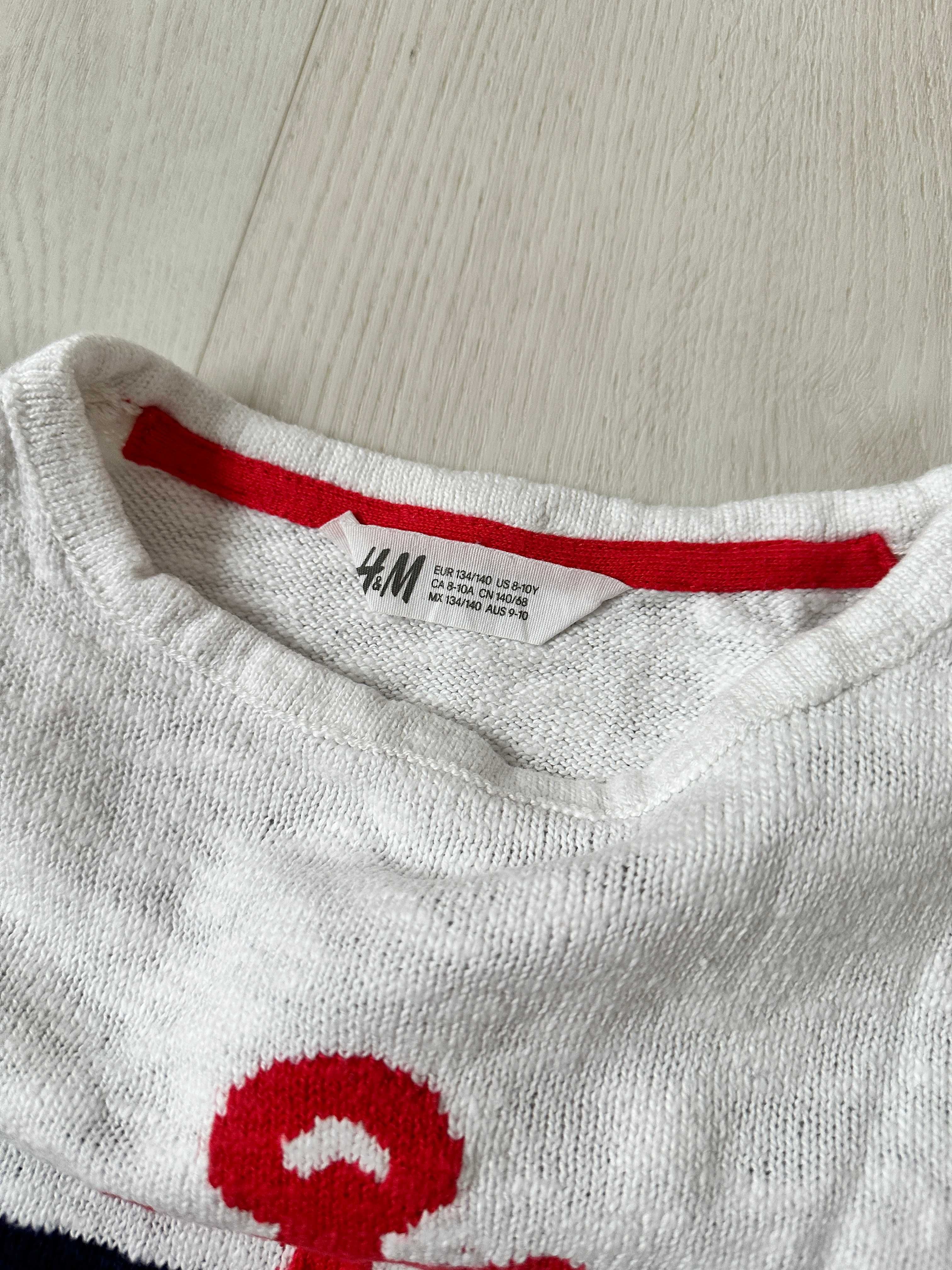 sweterek H&M z kotwicą 1 x ubrany jak nowy rozm 134/140