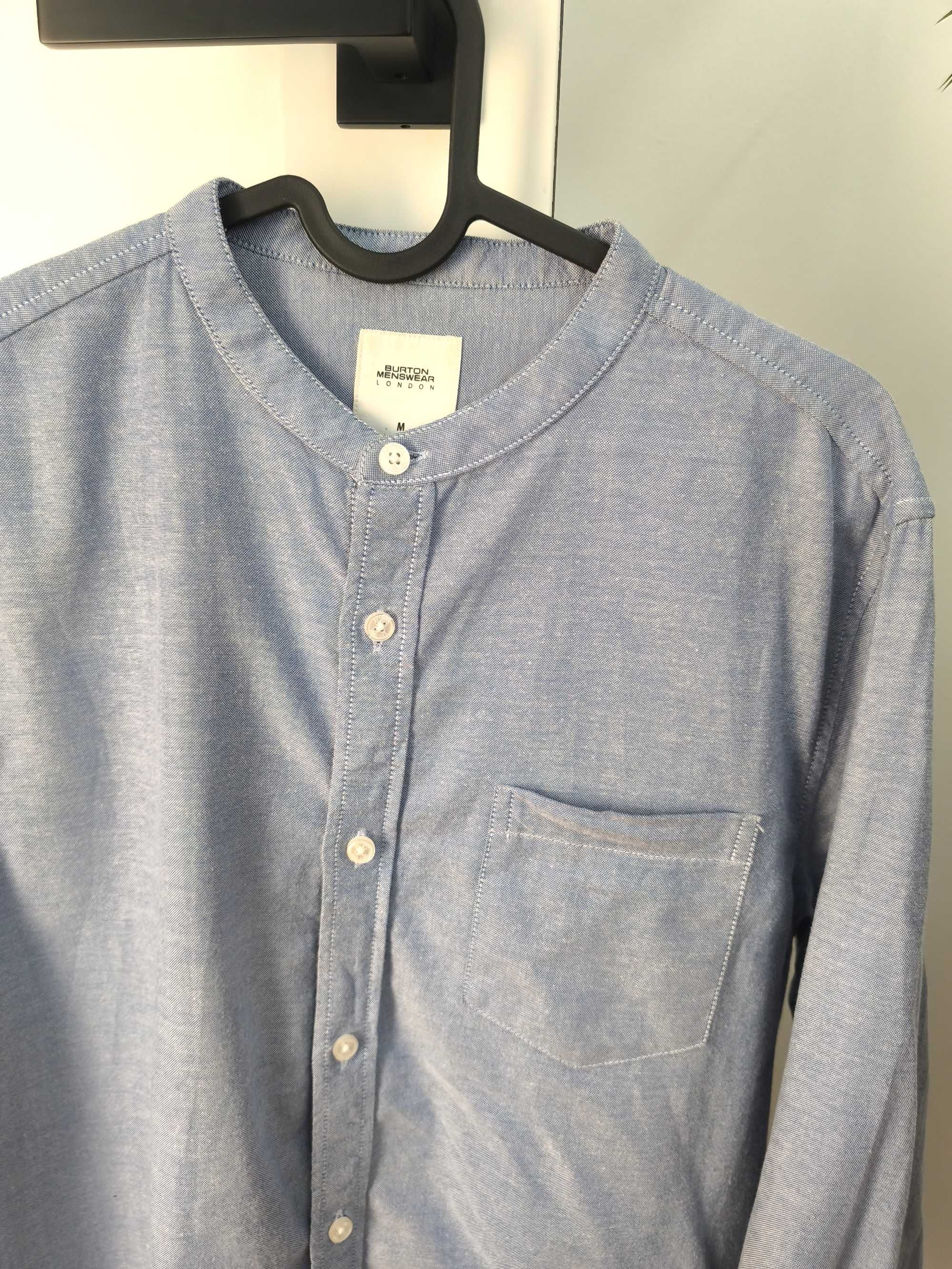 Burton Menswear błękitna koszula ze stójką M casual bawełna