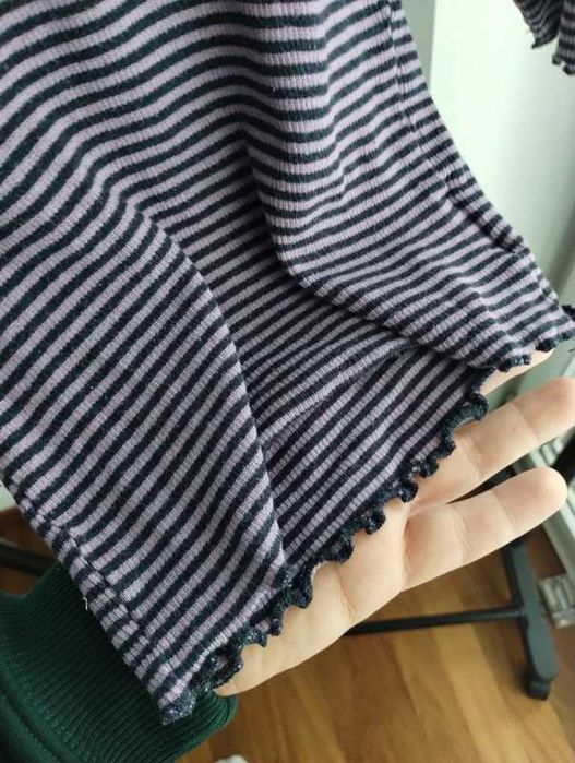 Fioletowa bluzka w czarne paski, długi rękaw, VRS Mini, rozmiar 74