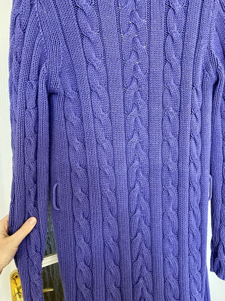 Fioletowy niebieski długi sweter