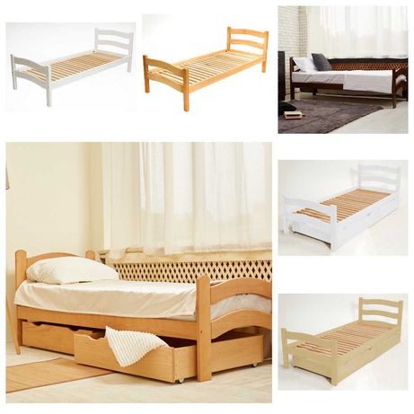 Ліжко PARIS Кровать деревянная бук подростковая 80х190 см ящики