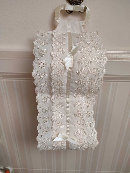 Obniżka-Retro vintage etui uchwyt na papier toaletowy materiał koronka