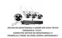 Zestaw 4 8 kamer WiFi FullHD Bezprzewodowy monitoring kamera GW
