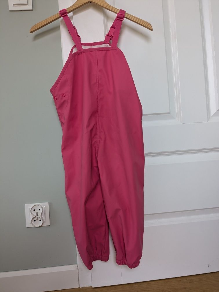 DUNNES 110/116CM gumowe spodnie przeciwdeszczowe na szelkach