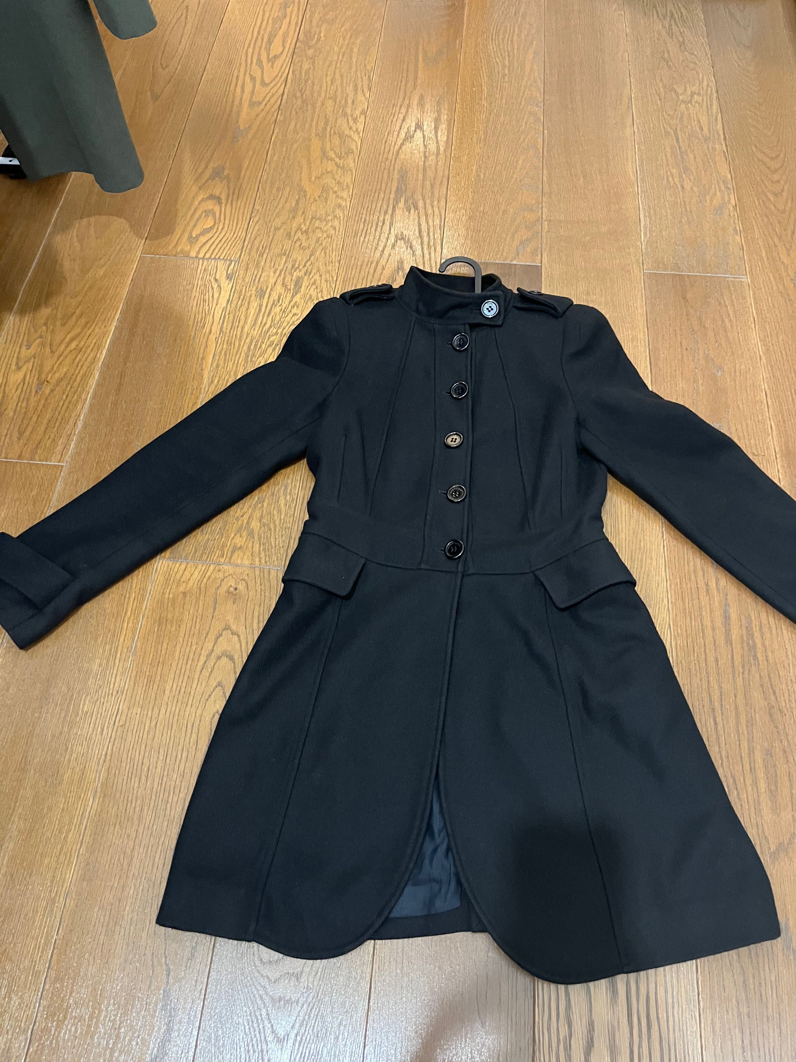 Czarny wełniany płaszcz Zara XS