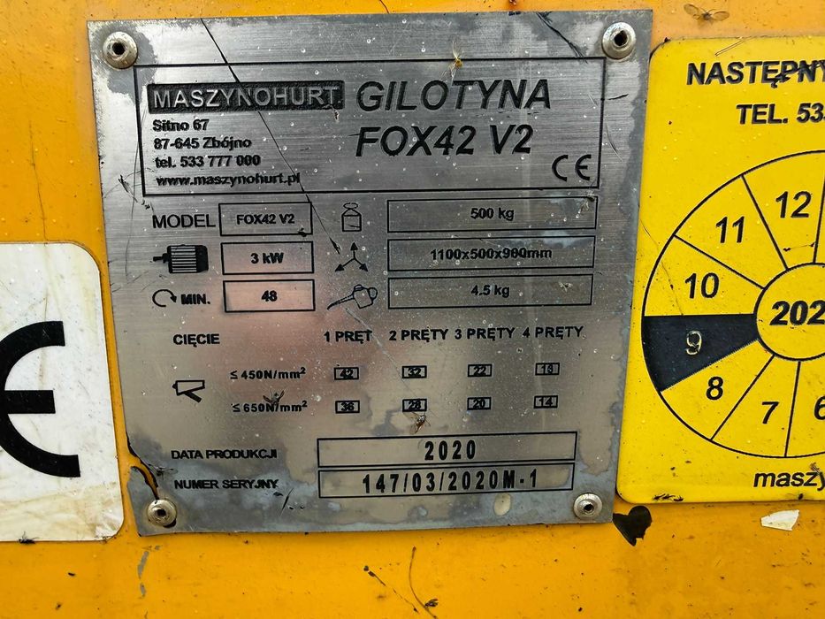Gilotyna nożyce do prętów drutu płaskowników FOX42 V2