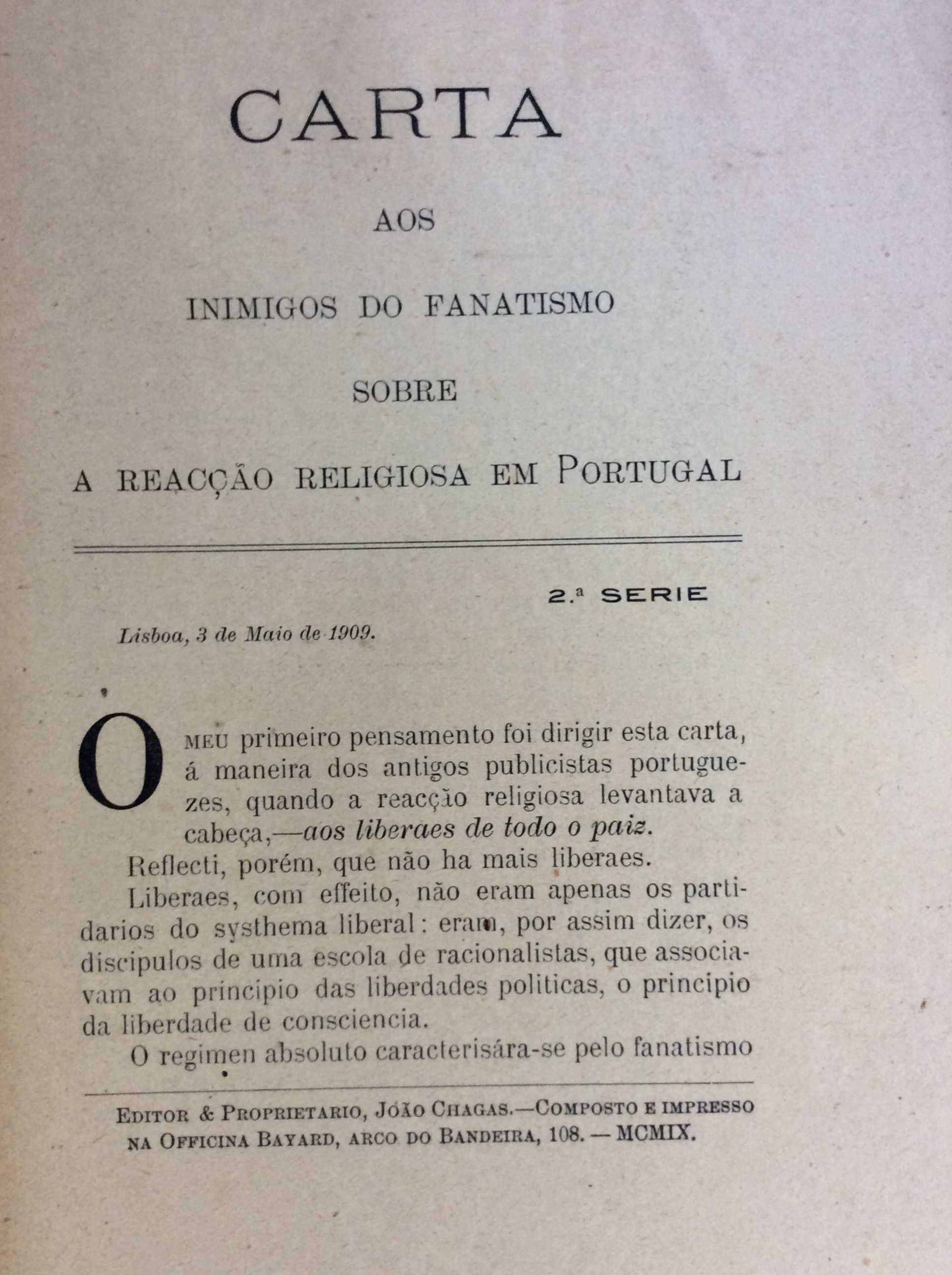 Cartas politicas. Por João Chagas. Ano 1909. Carta n.º22