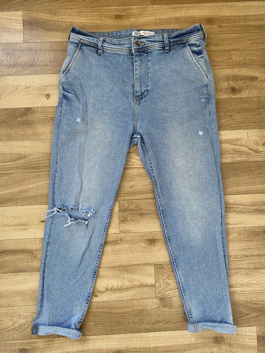 Spodnie jeansowe jeansy rurki Zara z dziurami 44