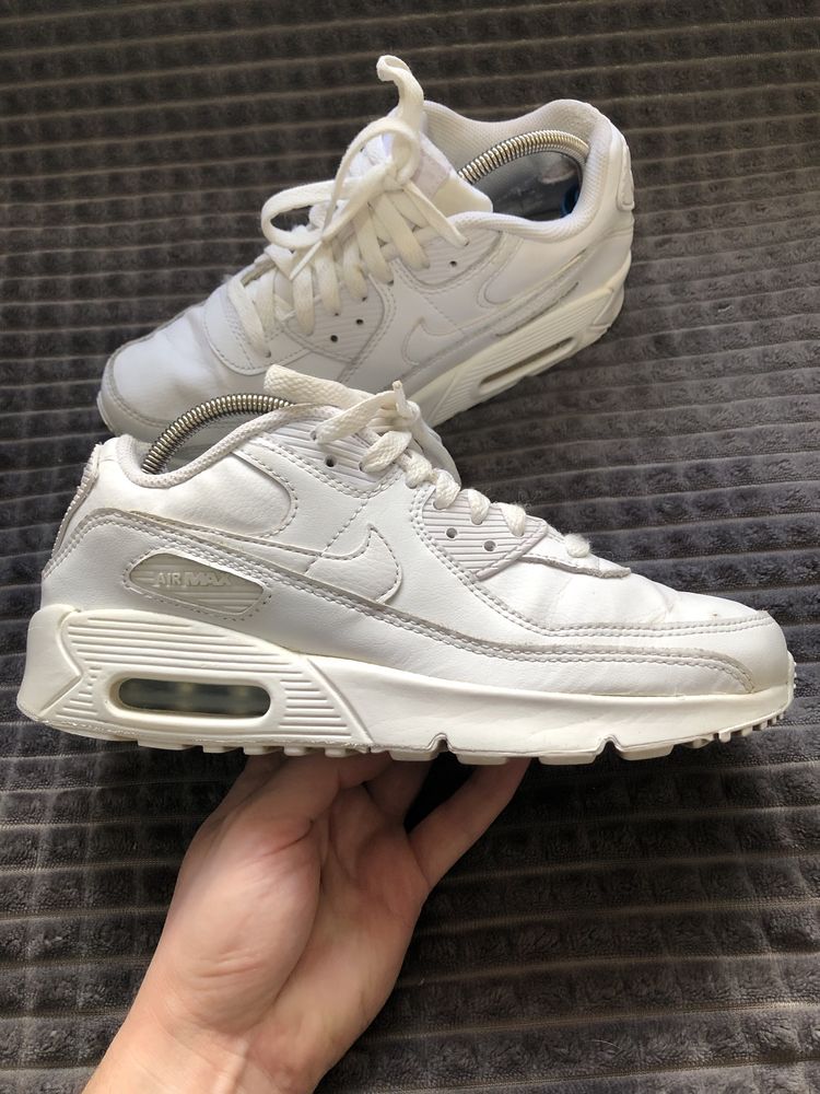 NIKE AIR MAX 90 (38.5) 24см белые женские кроссовки кожзам оригинал