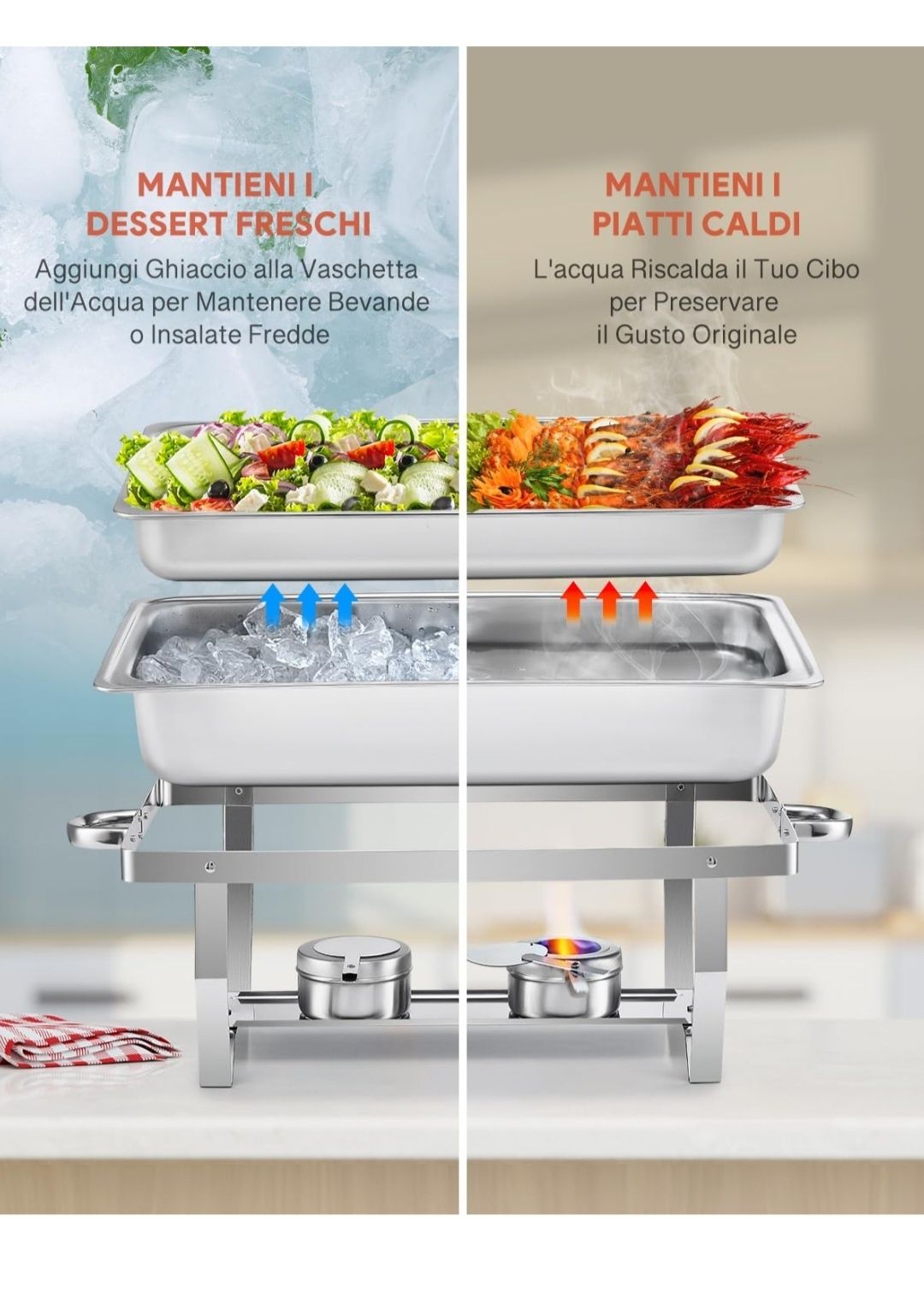 Zestaw do podgrzewania potraw ze stali nierdzewnej do cateringu
