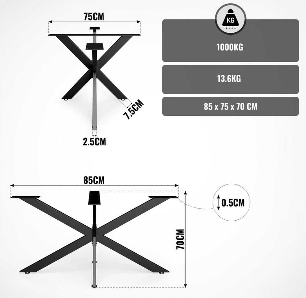 METALOWE NOGI DO STOŁU noga stelaż rama podstawa stół spider