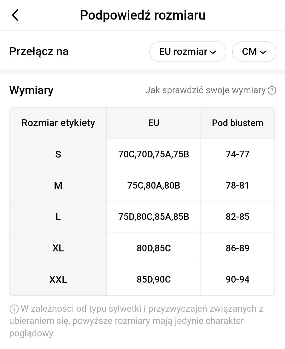 Biustonosze XXL (85D,90C)- czteropak